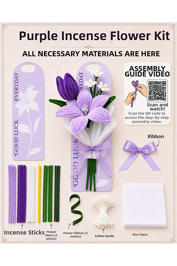 DIY Purple Chenille Flower Bouquet Set