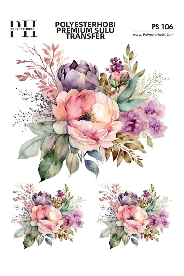 Premium Water Transfer 25X35 cm Flower Patterned Ps 106
