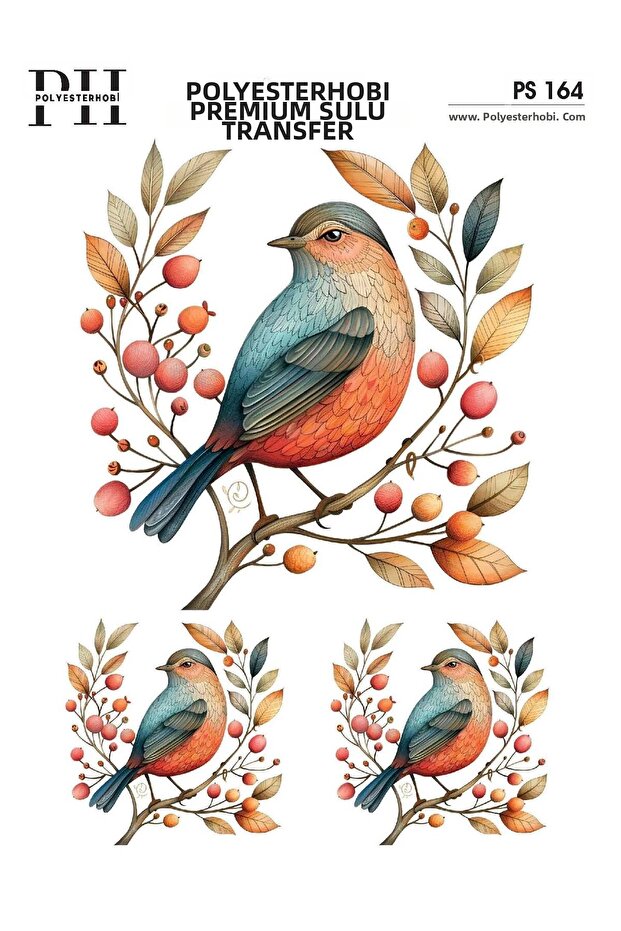 Premium Water Transfer 25X35 cm Bird Patterned Ps 164