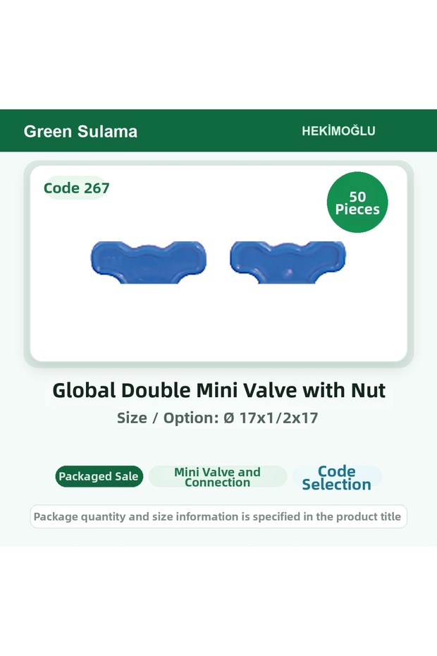 Spherical Double Mini Valve Screw Ø 17X1/2X17 50 Pieces Package Code 267
