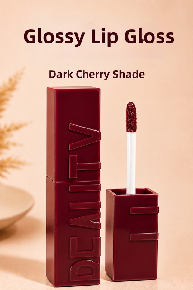 Dudak Glossu Lip Gloss Dark Cherry Shade, Glossy Finish Lip Gloss, Soft Applicator with Vibrant Color Effect 01