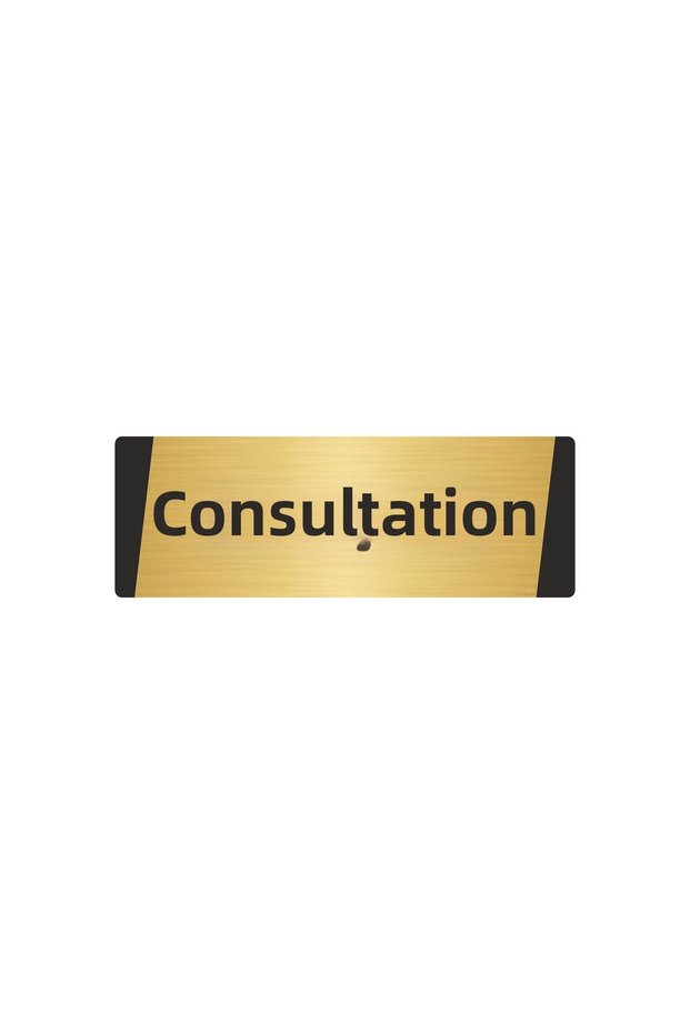 Consultation Metal Warning Sign 7X20 cm Gold Color