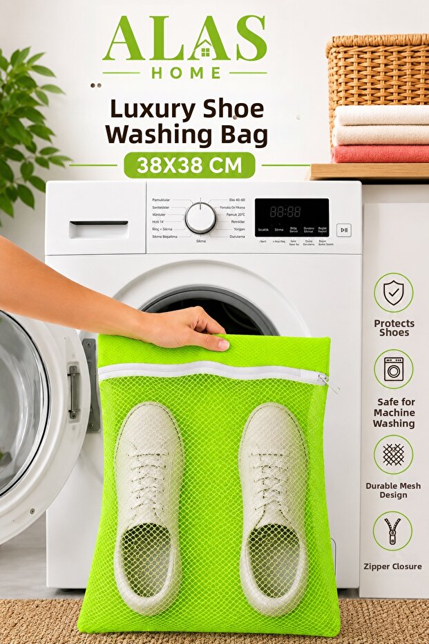 1 Piece Neon Yellow Zippered Shoe Washing Net