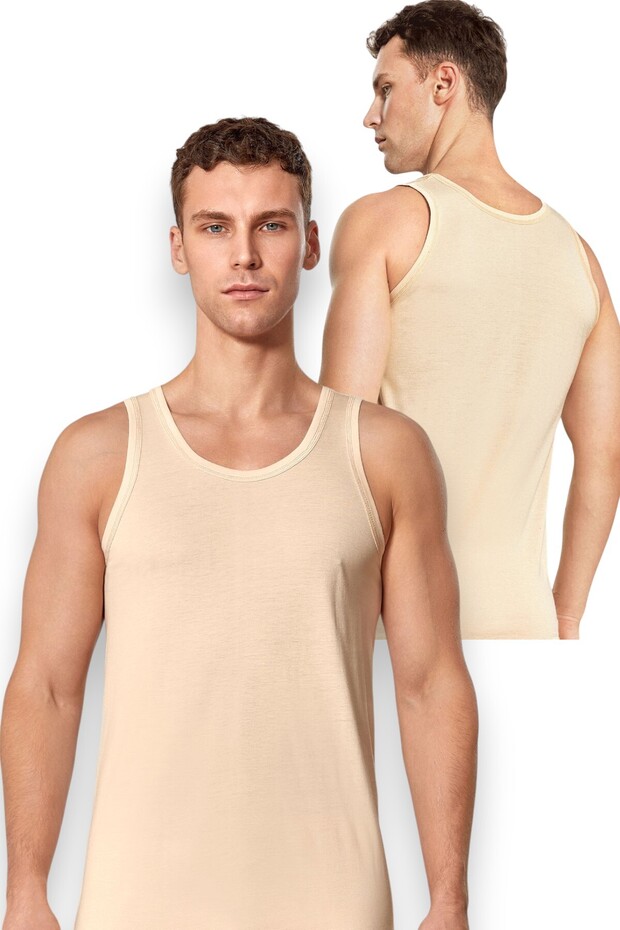 Skin Color Modal Cotton Men's Undershirt 2-Piece Set