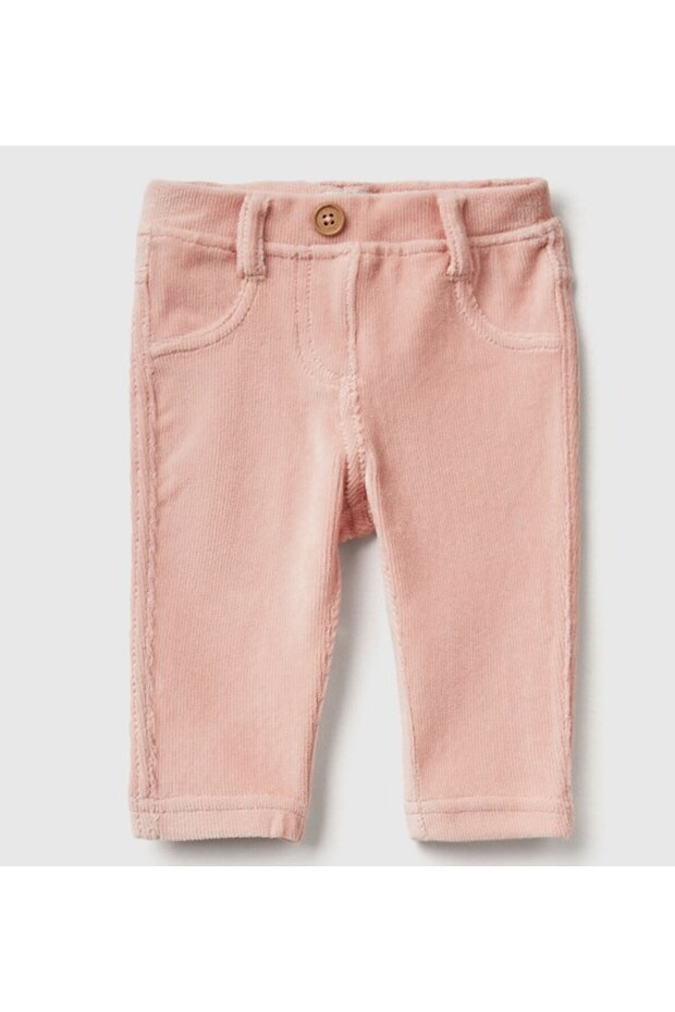 Baby Dusty Pink Back Pocket Bunny Embroidered Trousers