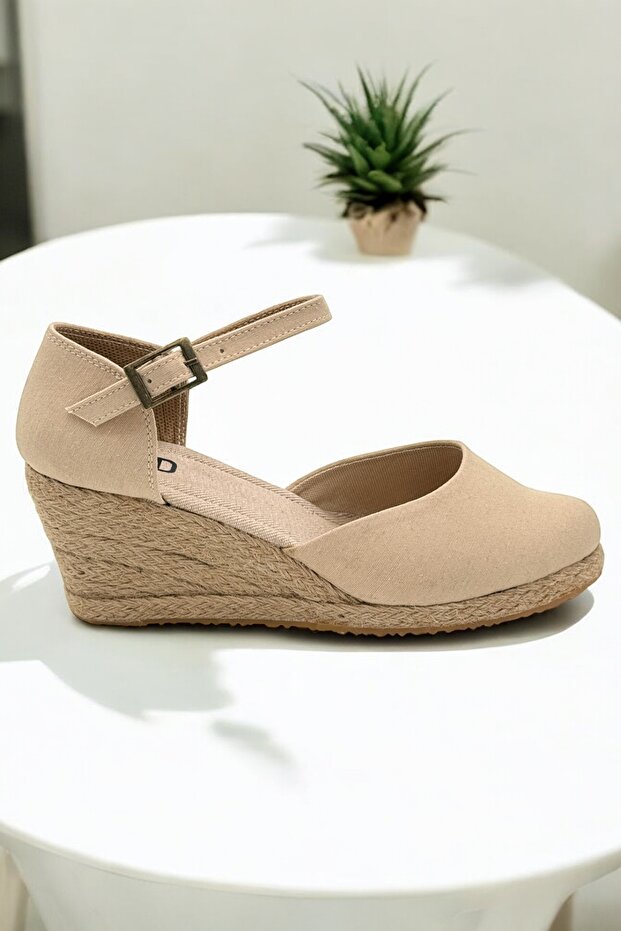 Women's Linen Espadrille Sandals – Flat Form, Summer Wedge Heel