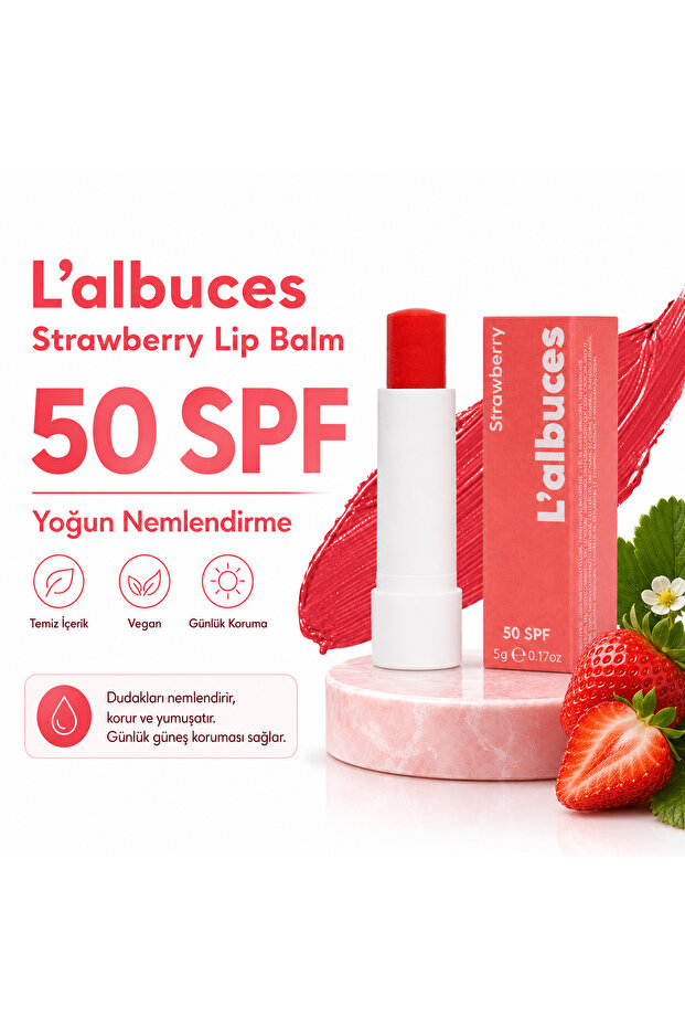 50 Spf Strawberry Lip Balm – Moisturizing and Sunscreen Lip Care