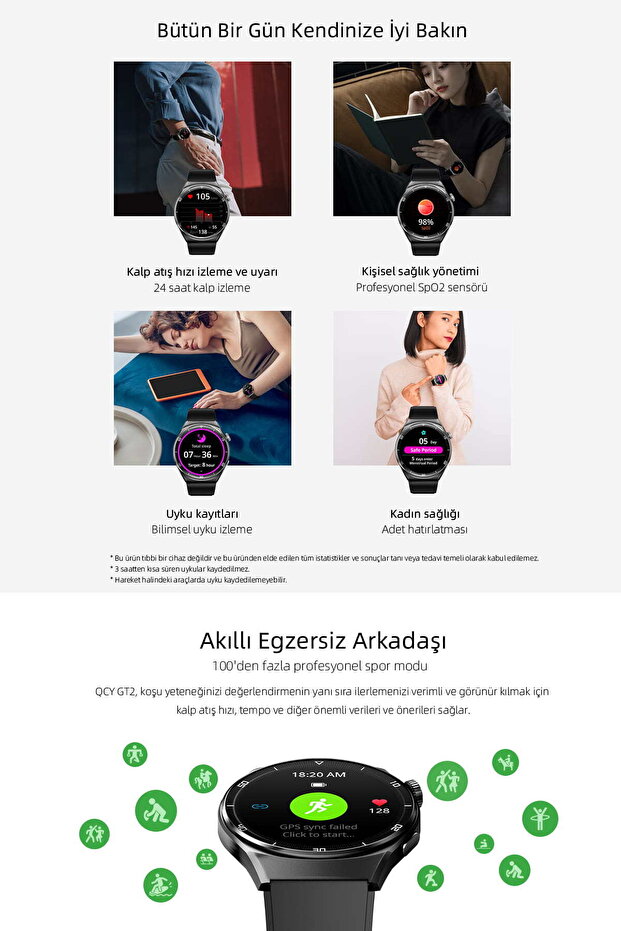 Gt2 Amoled Akıllı Saat Telefonla Sesli Görüşme 60hz Gri - 3