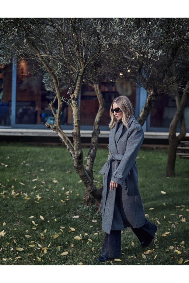 X Selected by Şahika Ercümen - Buttoned Epaulet Detailed Belted Pocketed Double-Breasted Long Cashmere Coat