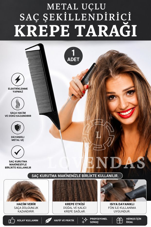 Crepe Comb Professional Hair Styling Metal Tip