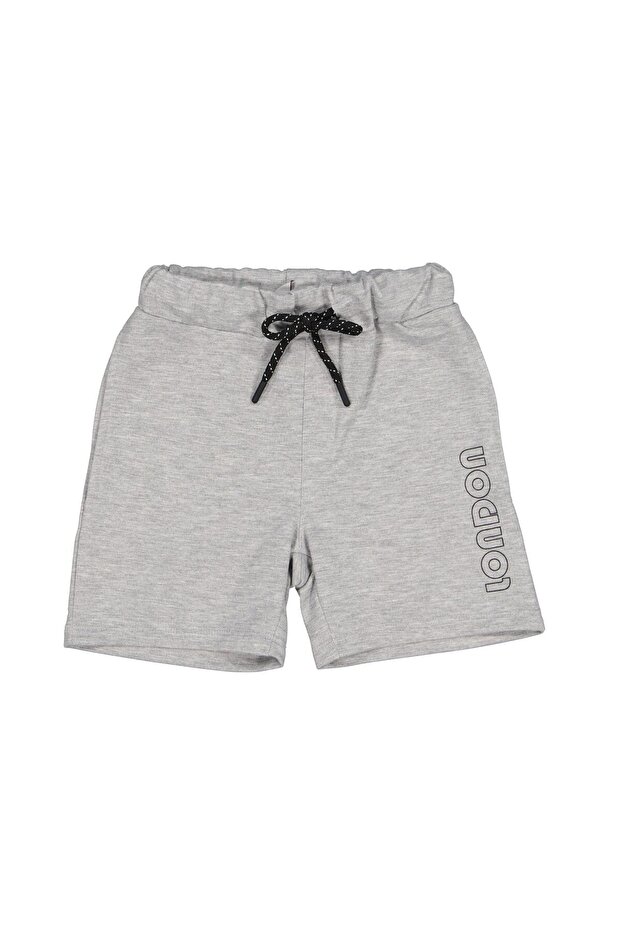 222 Lcb221001 London Tie-Up Regular Fit Plain Gray Melange Boy's Shorts