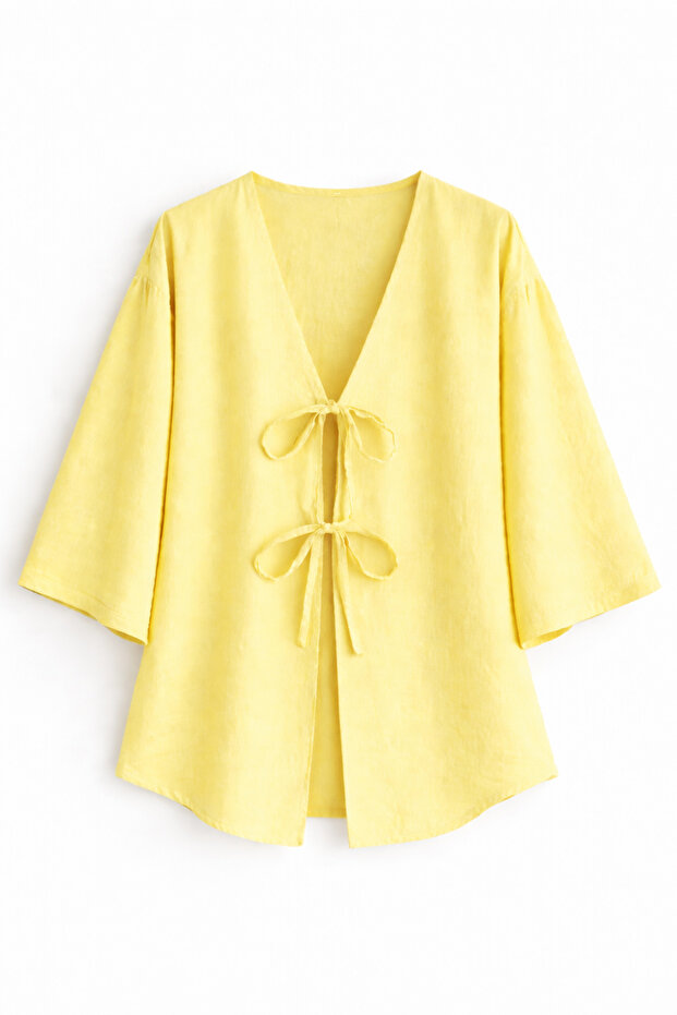 Kimono Shirt with Double Lacing – Trendy Islamic Fashion, New Season Design Tunic