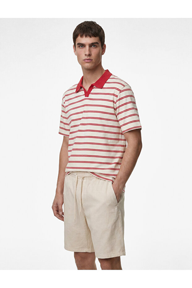 Cotton Pocketed Muslin Bermuda Shorts with Tie Waist