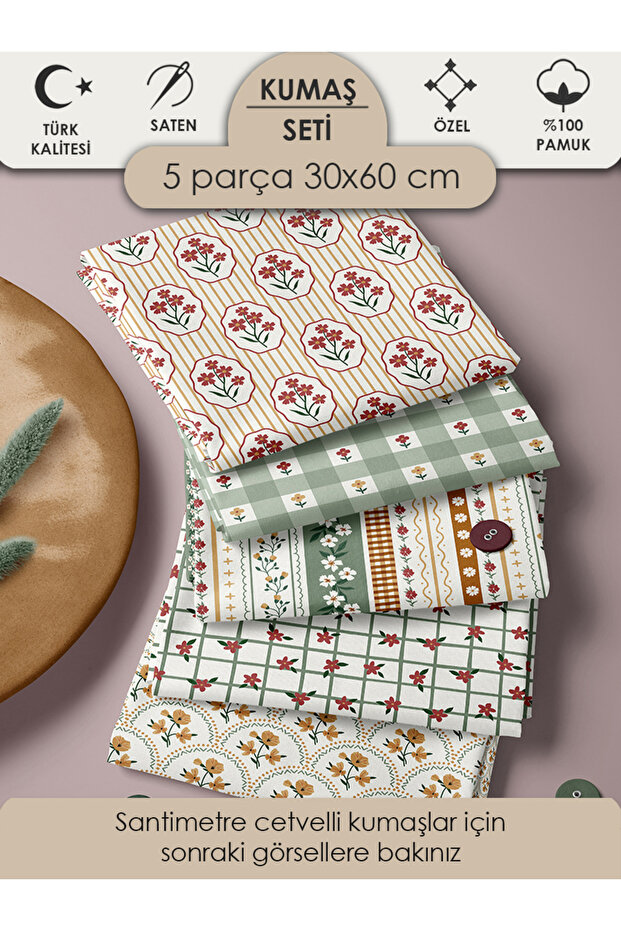 100% Cotton Fabric Panel 5 Patterns 30X60 cm for Patchwork and Sewing