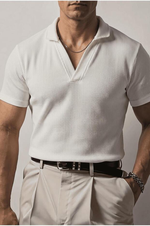 Jabbel Old Money Lycra Men's T-Shirt with Deep V Neck