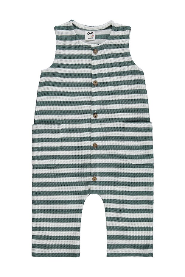 Striped 6-18 Months Jumpsuit - Green