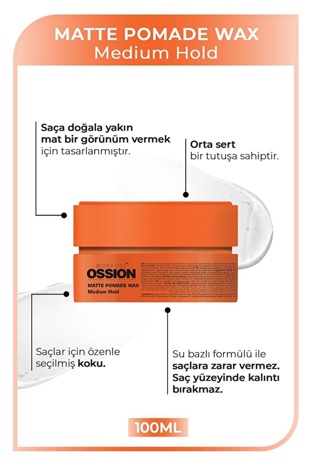 Medium Hold Pomade Krem Mat Wax 100 ml - 2