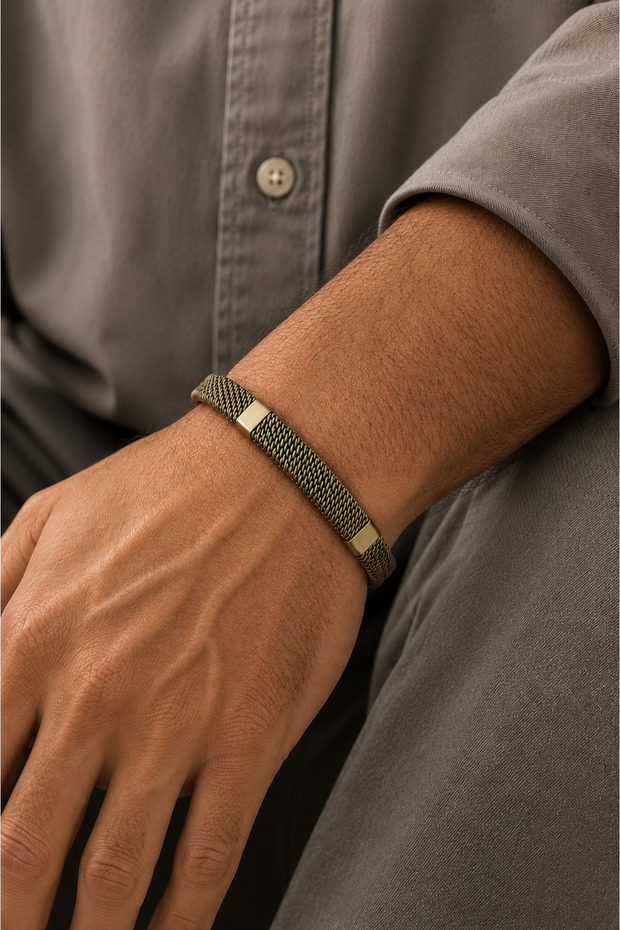 Special Series Handmade Pure Brass Braided Pattern Men's Handcuff Bracelet | Adjustable Design