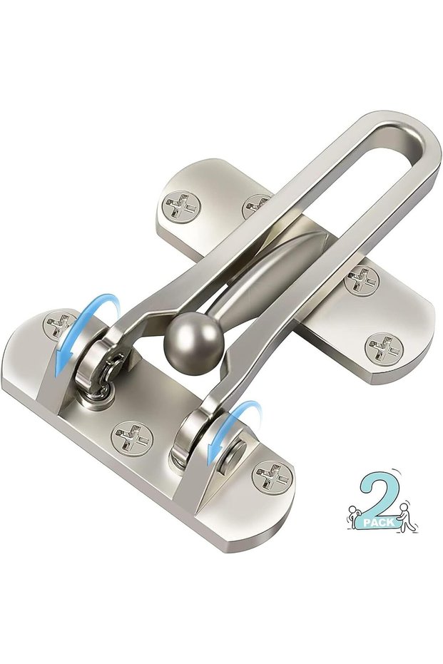 2-Pack Swing Bar Door Lock, Safety Reinforcement Door Stopper for Kids, Stainless Steel