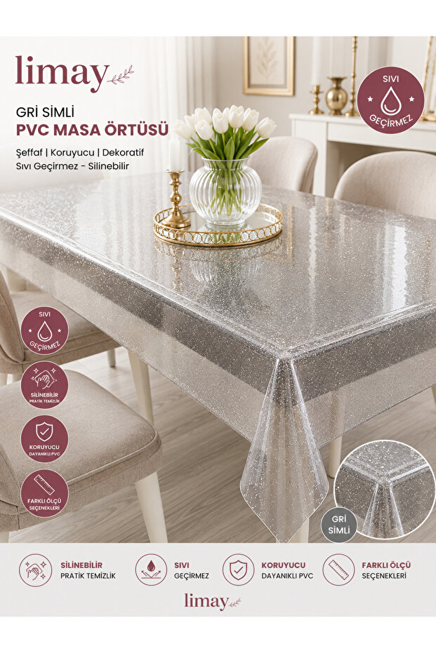 مفرش طاولة شفاف لامع 1فئة PVC