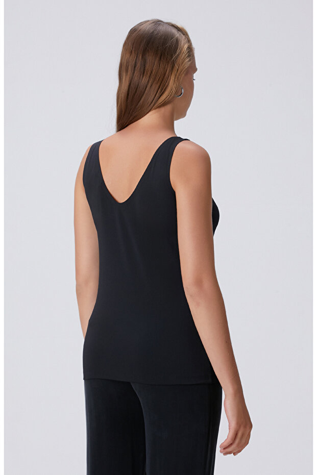 Siyah Basic Örme Bluz - 5
