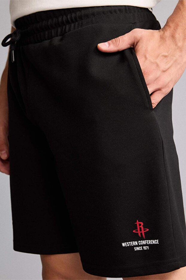 Nba Houston Rockets Licensed Standard Fit Black Shorts H3337Ax26Sm