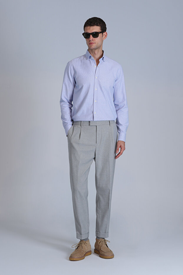 Frederik Erkek Basic Gömlek Slim Fit Açık Mavi - 4