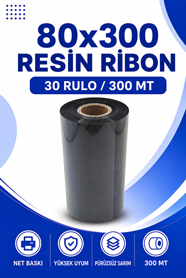 80X300Mm Resin Ribbon | 30 Rolls | 300 Meters | Durable | Textile, Washing | Thermal Transfer