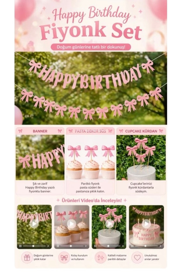 Happy Birthday Bow Birthday Party Box Set