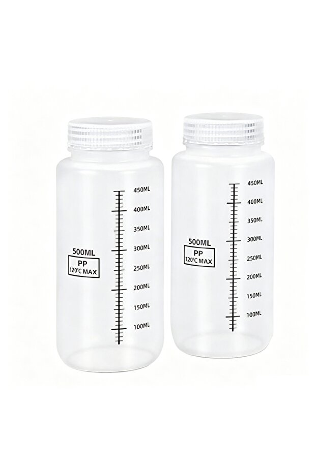 500ml x 2pcs Set of 2 Wide Mouth Plastic Bottles with Lids PP Containers Jars 500ml 1000ml for Water