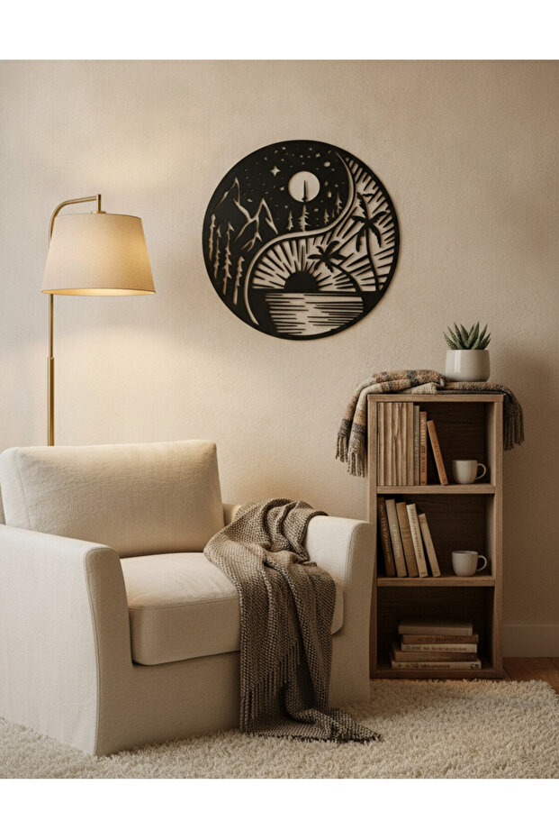 Yin Yang Sembolü 3mm MDF Tablo | Felsefe ve Meditasyon Temalı Duvar Dekoru | Yoga Stüdyosu ve Salon Tablosu - 3