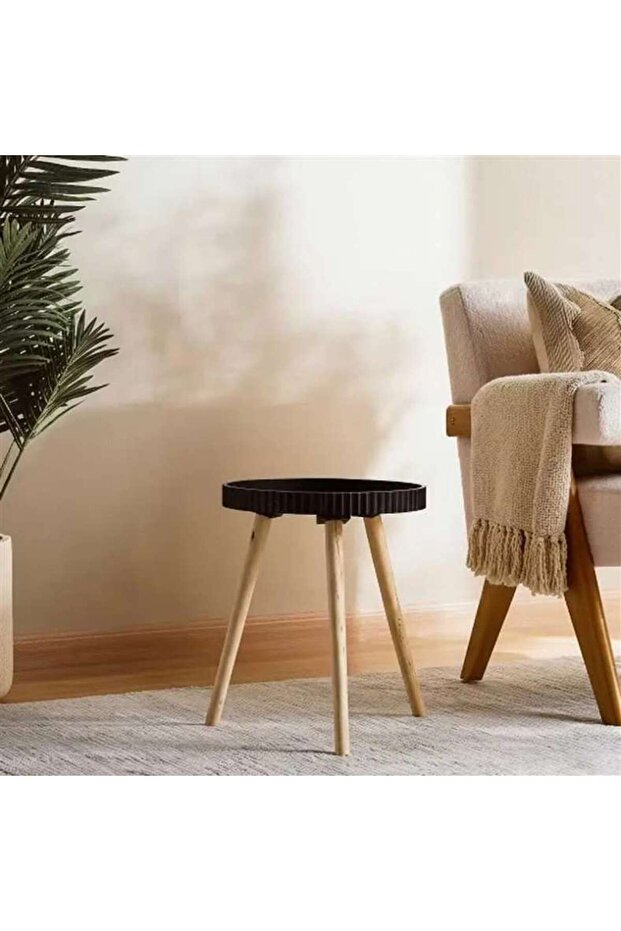 Maison Accent Table Wood - Black & Natural