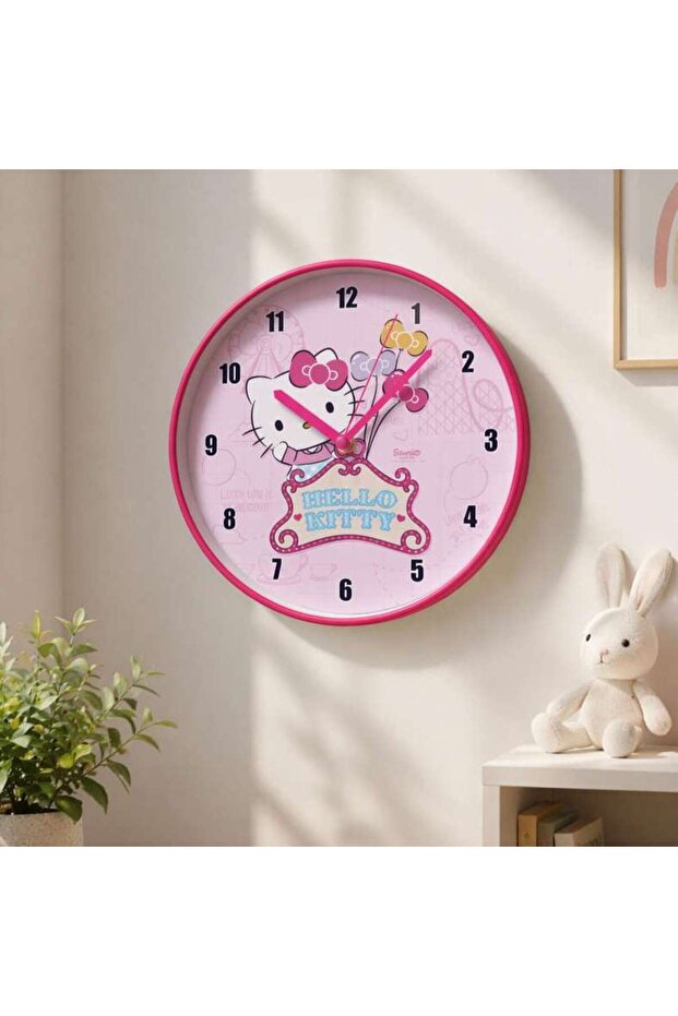 ساعة حائط هالو كيتي 25x25x3.5 سم - وردي