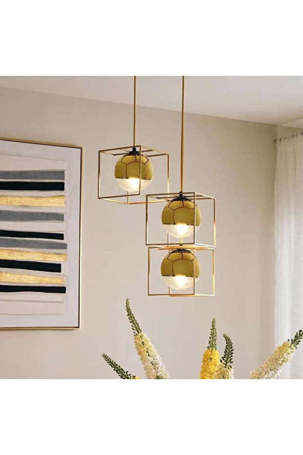 Evoluxe 3-lights E-14 Pendant Lamp 30x120cm - Gold