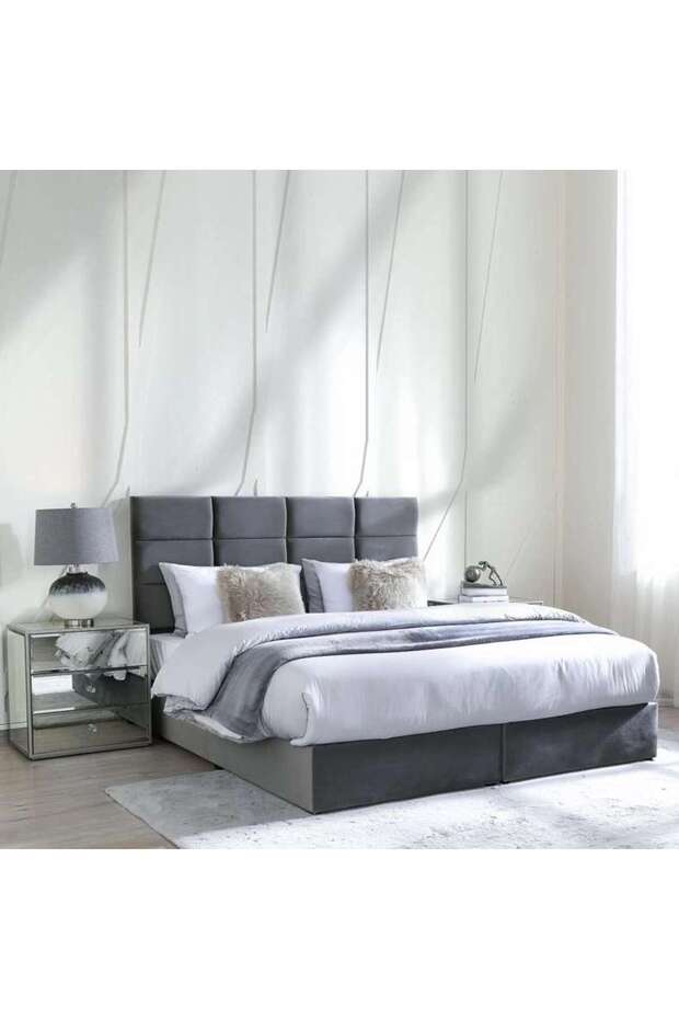 OLGA KING BED VELVET GREY 180X200 CM
