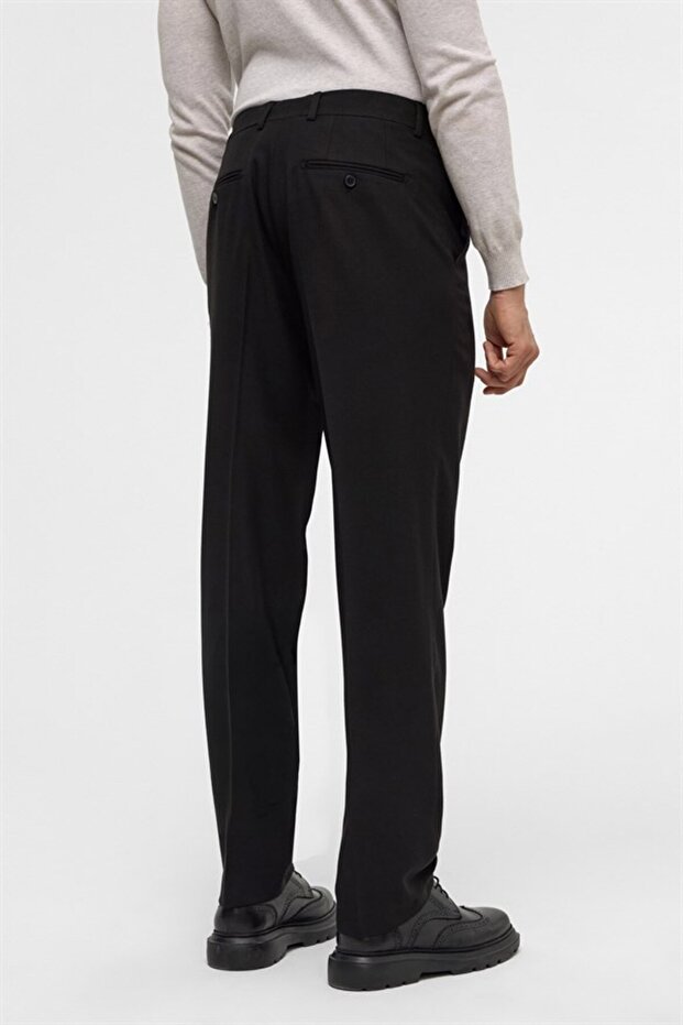 Siyah Regular Düz Casual Pantolon - 7