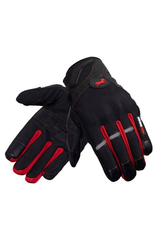 Motorcycle Glove Soft Tpu Protection Softgel Fabric Phone Touchable Motor Glove Black Red