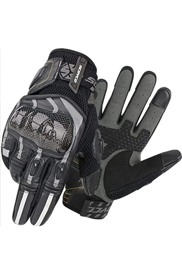 Motorcycle Gloves Carbon Fiber Protection Leather Microfiber Fabric Motor Gloves
