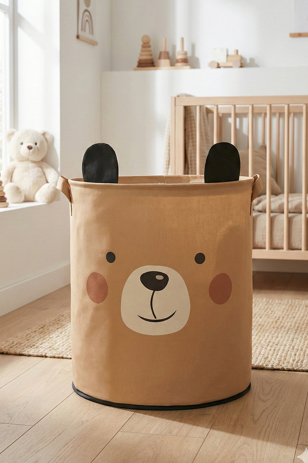 Bear Design Netless Baby Kids Room Organizer Storage Box Toy Dirty Basket 37X40