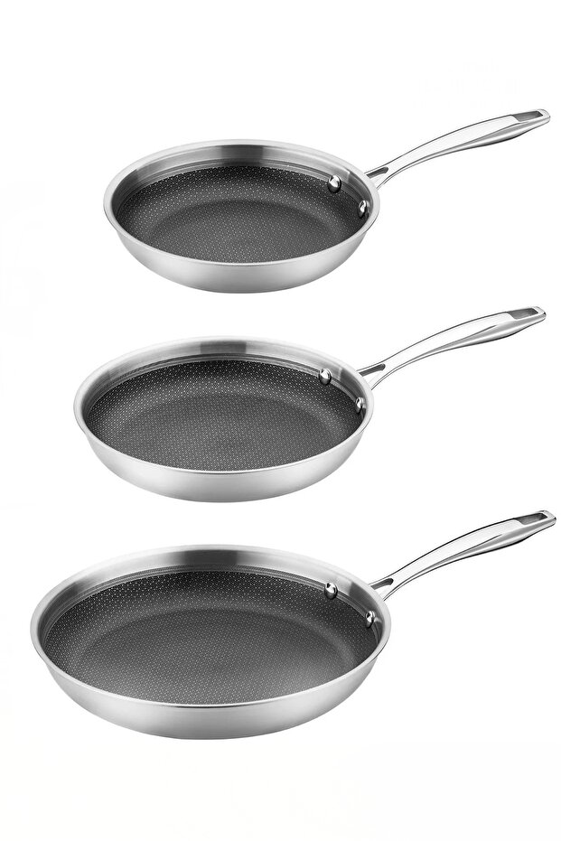 Pro Tri Ply 3-Piece Steel Pan Set 20-24-28 cm