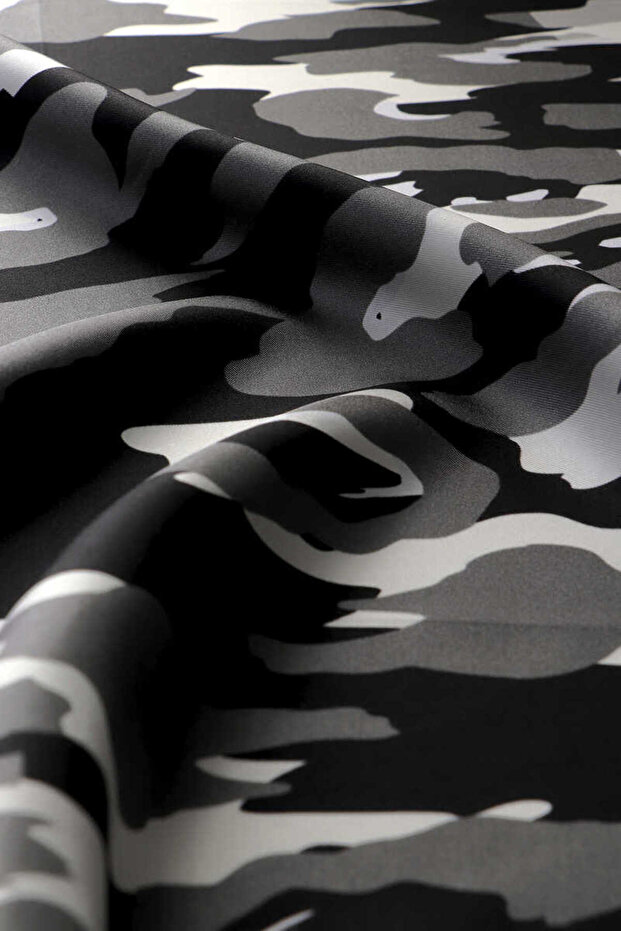 Eșarfă neagră din mătase twill - Sare Patterned - 3