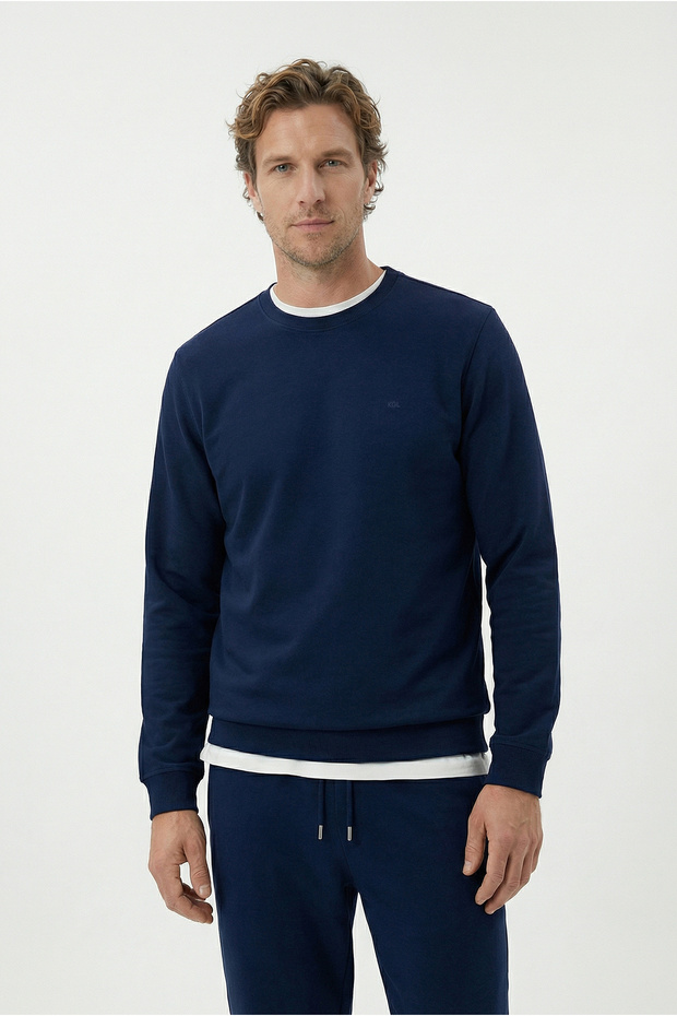 Crew Neck Regular Fit Cotton Basic Sweatshirt - 3