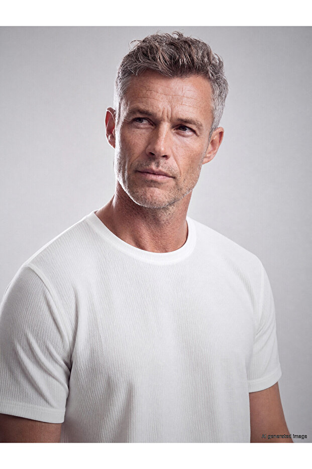 Ecru bicycle collar men's t-shirt from plus-store