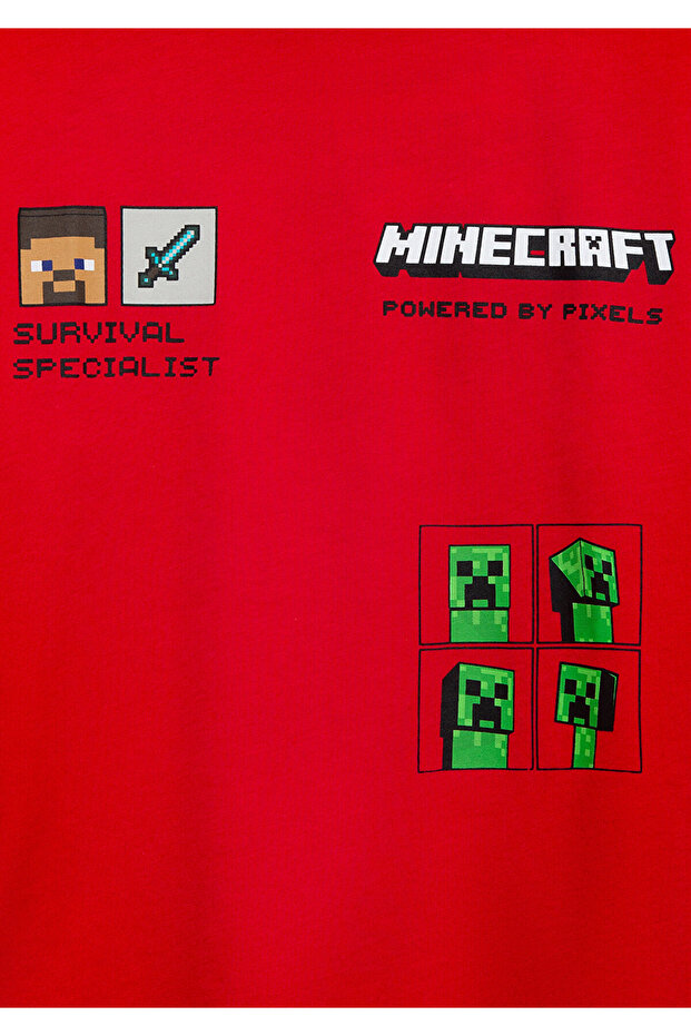 Minecraft Printed Tshirt Dark Red - 6