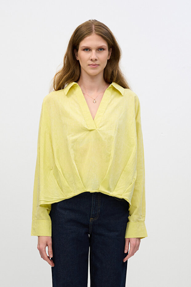 Opuštena lanena bluza - 1