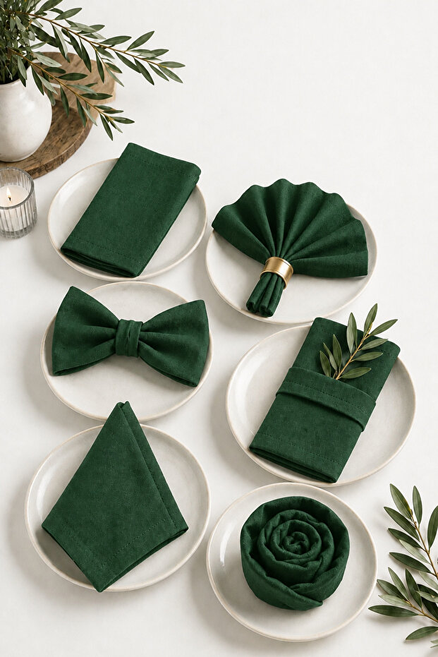 2 Pieces 100% Linen Fabric Green Napkin