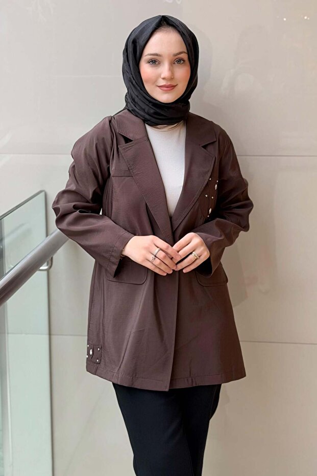 Pocket Stone Embroidered and Stoned Dubai Jacket