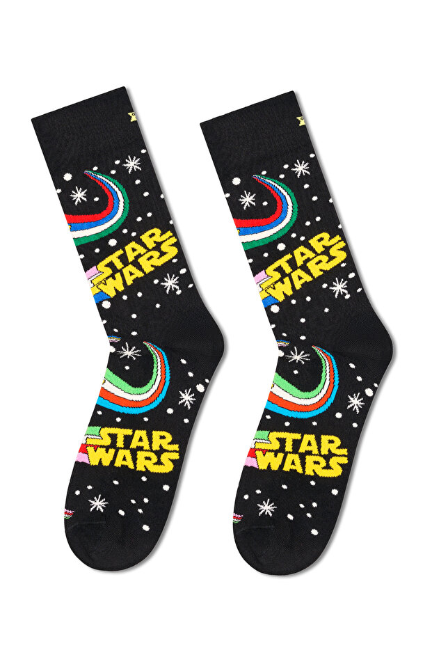 جوارب Happy Socks للرجال من القطن بنمط حرب النجوم باللون الأسود P002885