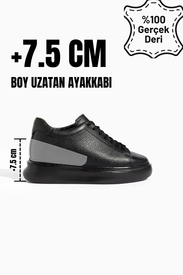 Hidden Heel High Sole +7.5 cm Height Increase Genuine Leather Men's Shoes | Hidden Heel Shoes