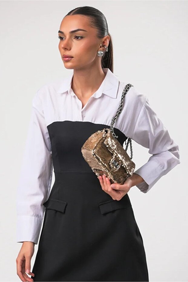 Ccs Covered Cross Strap Sequin Bag